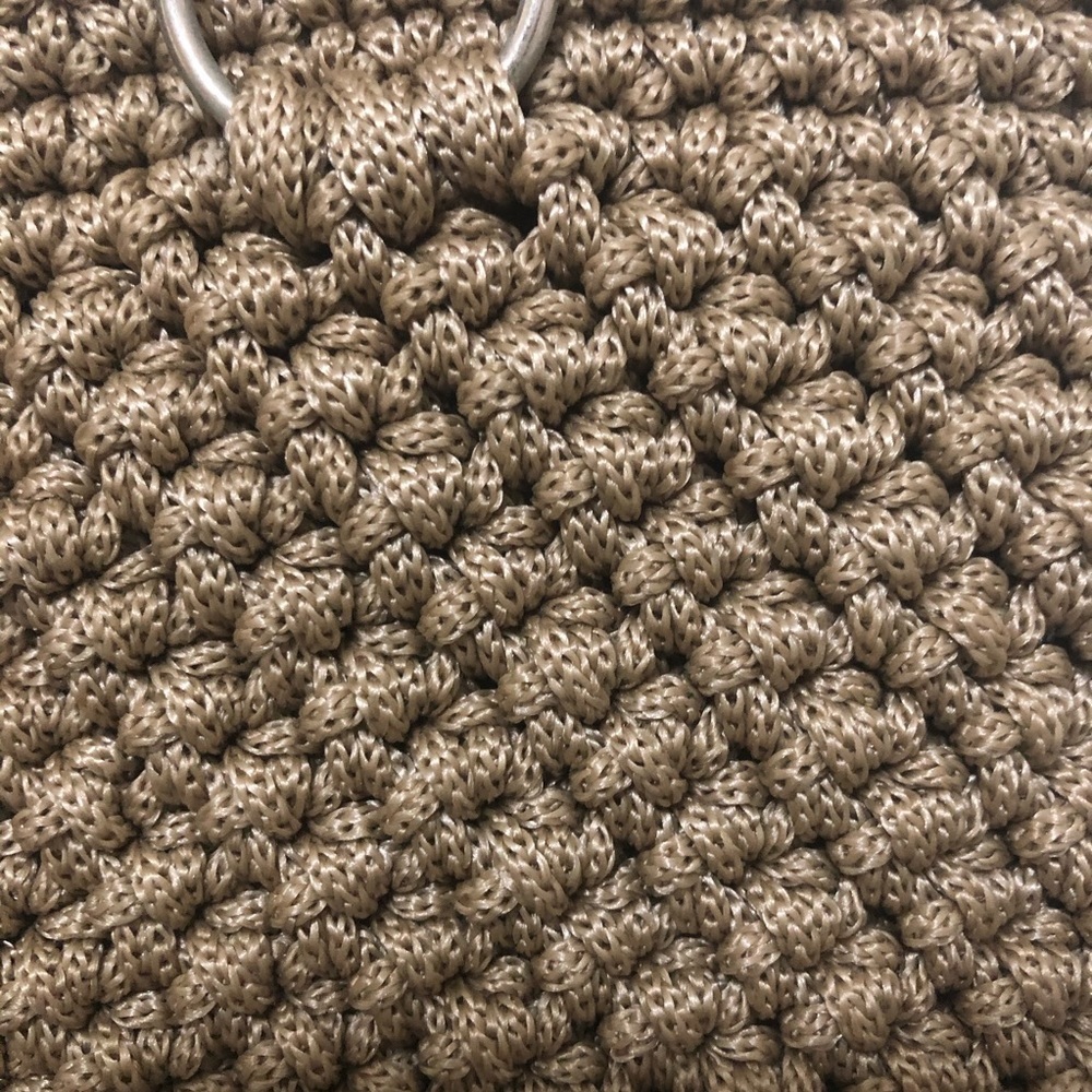 Knit Crossbody/Shoulder Tan Magnet Button Handbag - Picture 4 of 8